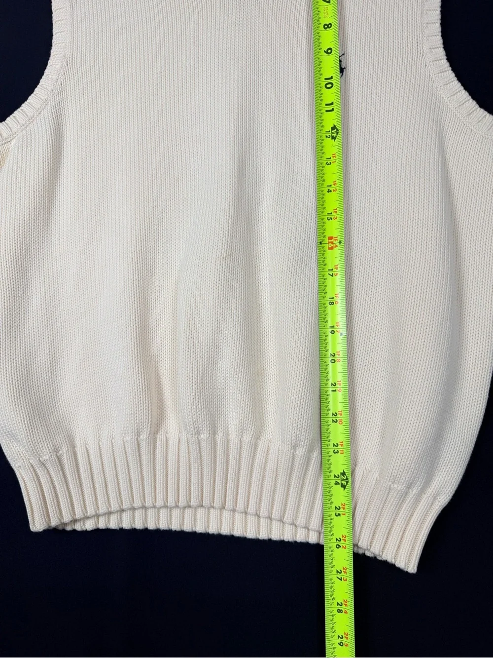 Polo by Ralph Lauren Cream V-Neck Sweater Vest with Navy Pony like new **